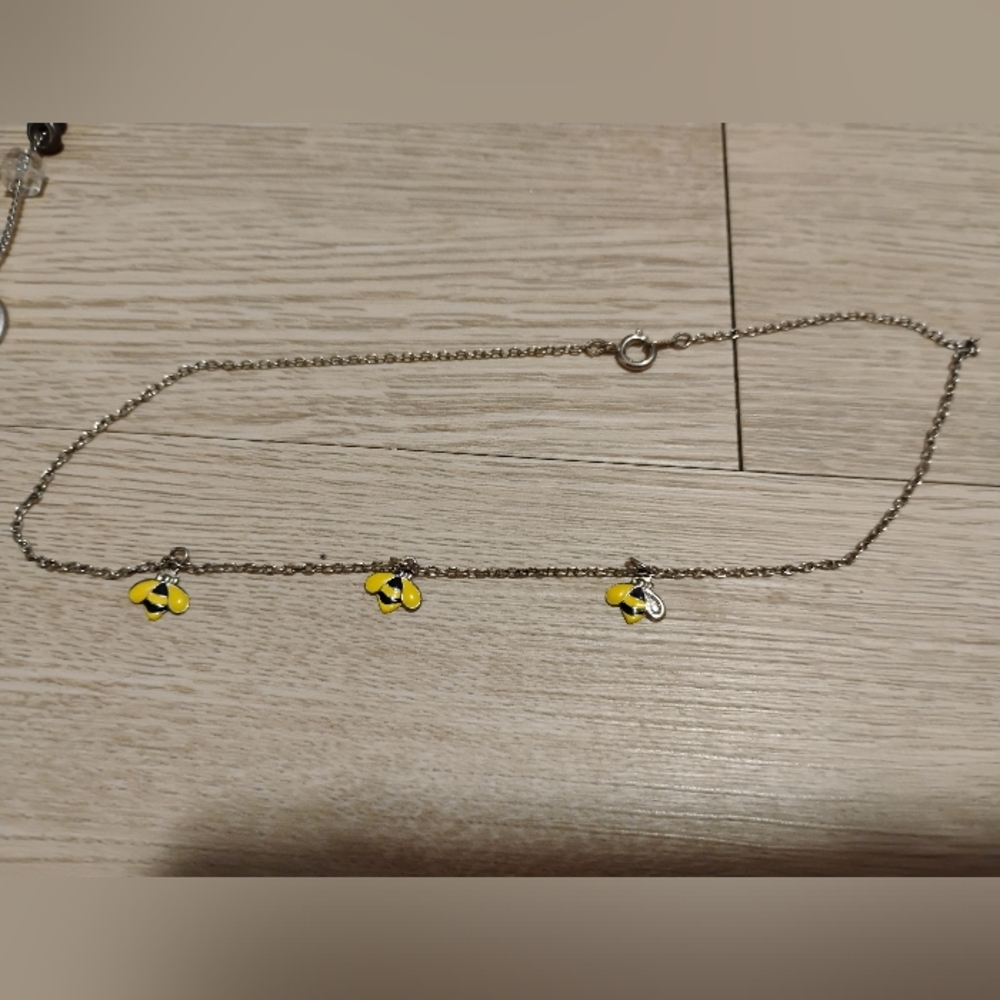 Bee Charm Necklace with Silver Chain